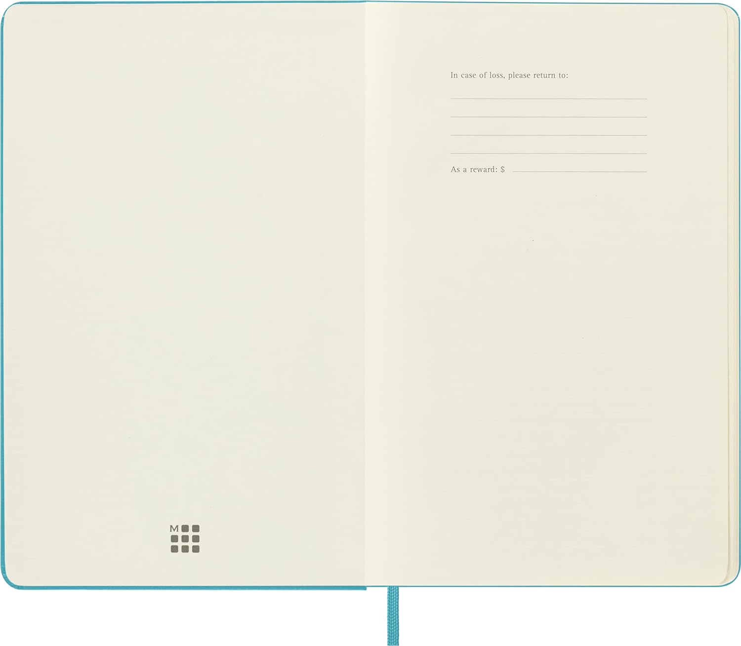 Moleskine Classic Plain Paper Notebook, Hard Cover and Elastic Closure Journal, Color Reef Blue, Size Large 13 x 21 cm, 240 Pages