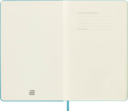 Moleskine Classic Plain Paper Notebook, Hard Cover and Elastic Closure Journal, Color Reef Blue, Size Large 13 x 21 cm, 240 Pages