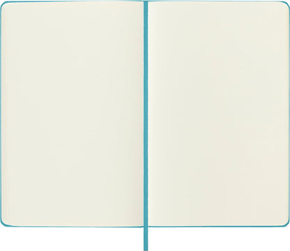 Moleskine Classic Plain Paper Notebook, Hard Cover and Elastic Closure Journal, Color Reef Blue, Size Large 13 x 21 cm, 240 Pages