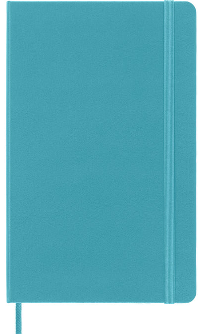 Moleskine Classic Plain Paper Notebook, Hard Cover and Elastic Closure Journal, Color Reef Blue, Size Large 13 x 21 cm, 240 Pages