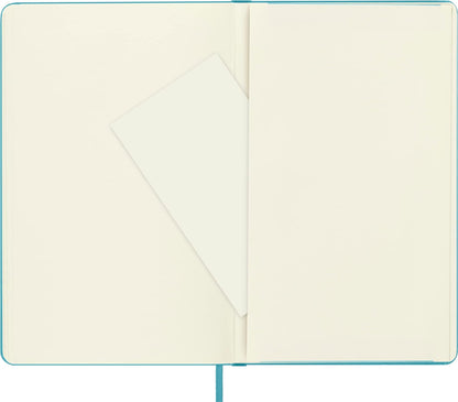 Moleskine Classic Plain Paper Notebook, Hard Cover and Elastic Closure Journal, Color Reef Blue, Size Large 13 x 21 cm, 240 Pages