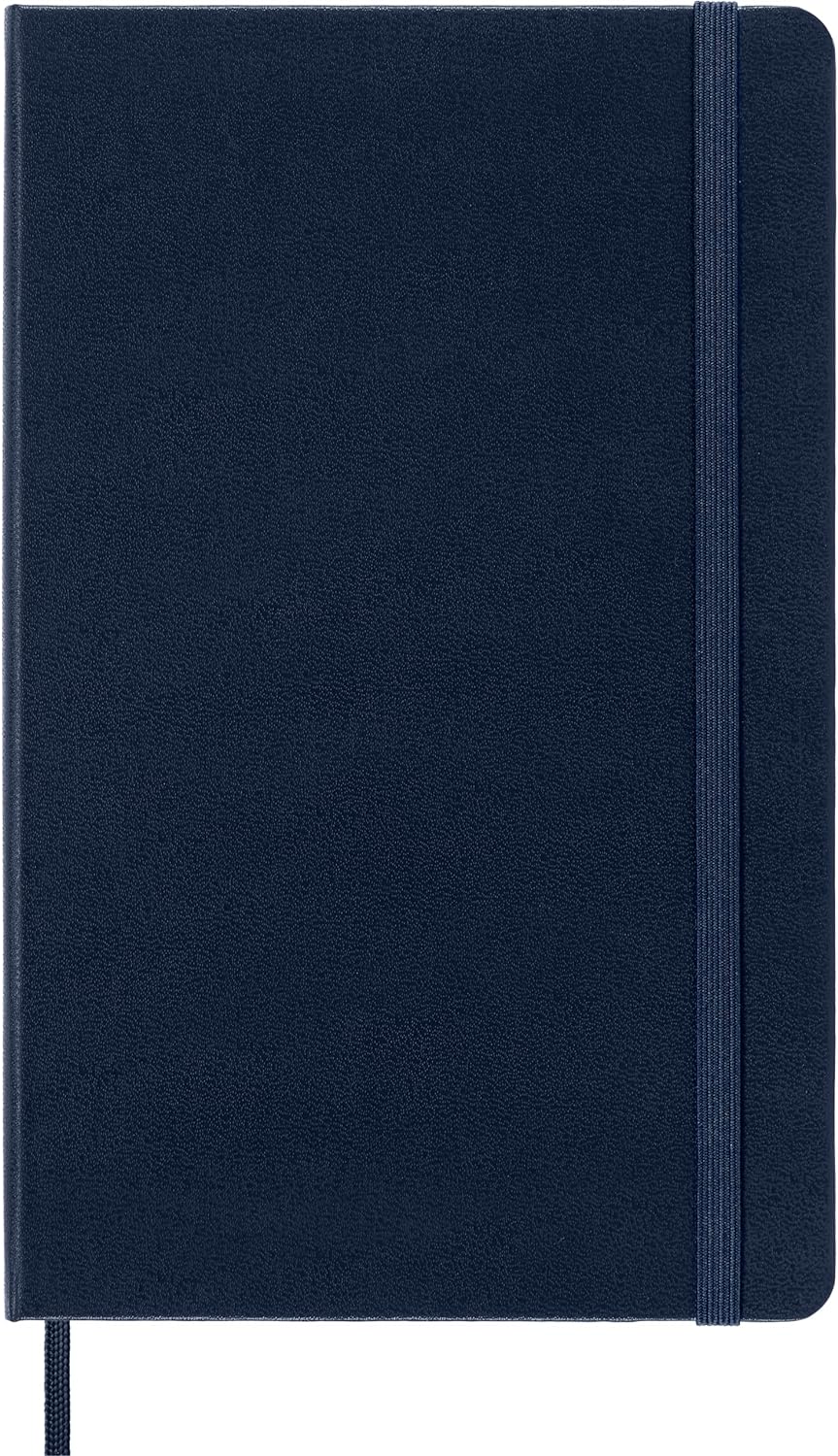 Moleskine Classic Dotted Paper Notebook, Hard Cover and Elastic Closure Journal, Color Sapphire Blue, Size Large 13 x 21 cm, 240 Pages