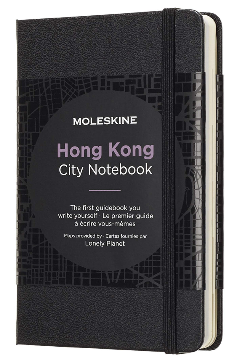 Moleskine City Notebooks Hong Kong with Plain and Ruled Page, Notebook with Hard Cover, Elastic Closure and City Maps, Black Colour, Size 9 x 14 cm, 220 Pages