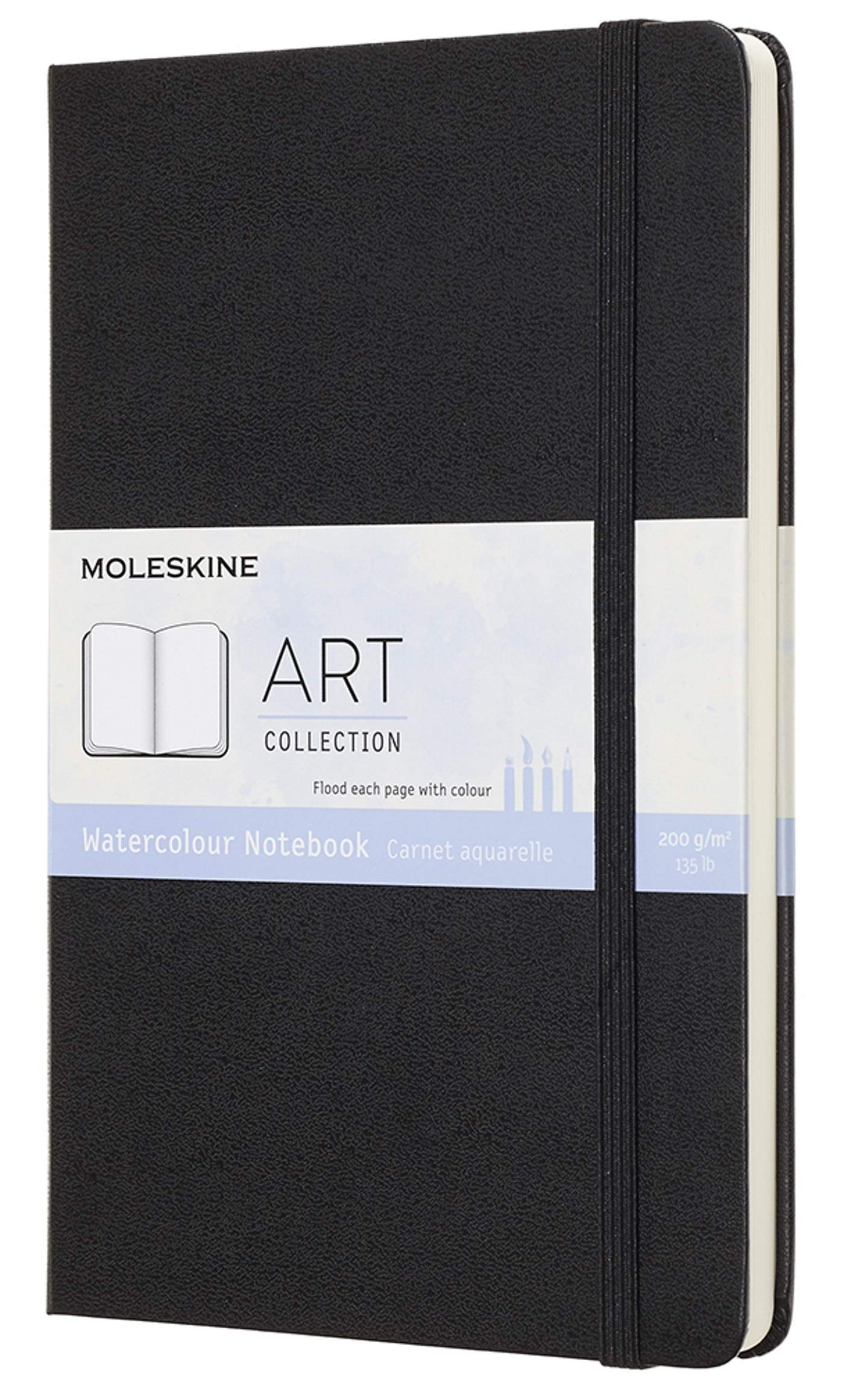 Moleskine 13 x 21 cm Large Art Collection Watercolour Notebook Sketchbook Album for Drawing with Hard Cover, Paper Suitable for Water, Colours and Watercolour Pencils, Black, 72 Pages