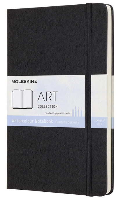 Moleskine 13 x 21 cm Large Art Collection Watercolour Notebook Sketchbook Album for Drawing with Hard Cover, Paper Suitable for Water, Colours and Watercolour Pencils, Black, 72 Pages