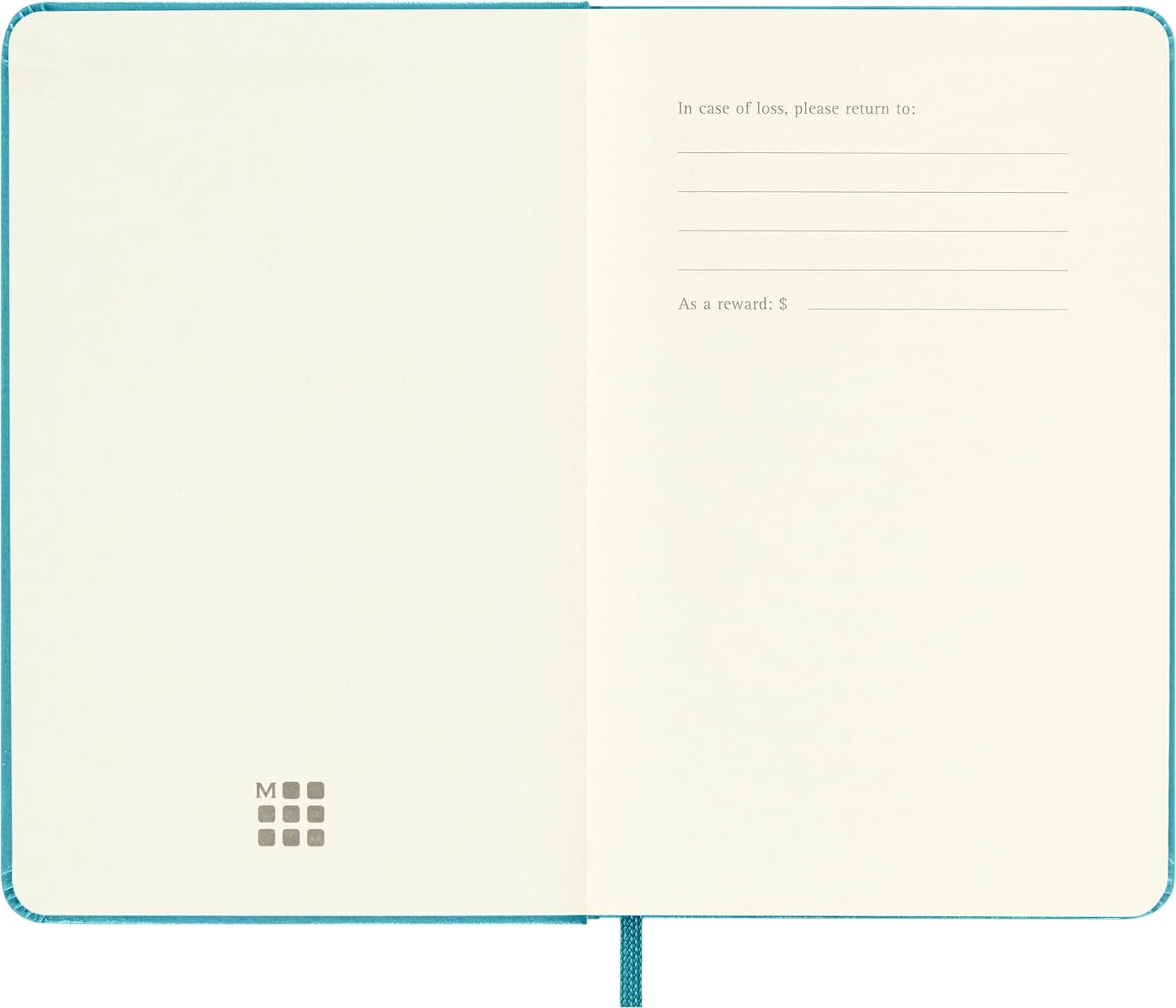 Moleskine Classic Plain Paper Notebook, Hard Cover and Elastic Closure Journal, Color Reef Blue, Size Pocket 9 x 14 cm, 192 Pages