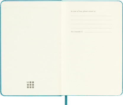 Moleskine Classic Plain Paper Notebook, Hard Cover and Elastic Closure Journal, Color Reef Blue, Size Pocket 9 x 14 cm, 192 Pages