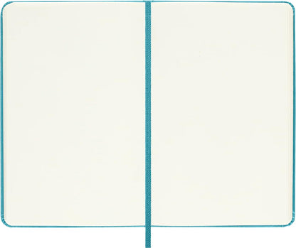 Moleskine Classic Plain Paper Notebook, Hard Cover and Elastic Closure Journal, Color Reef Blue, Size Pocket 9 x 14 cm, 192 Pages