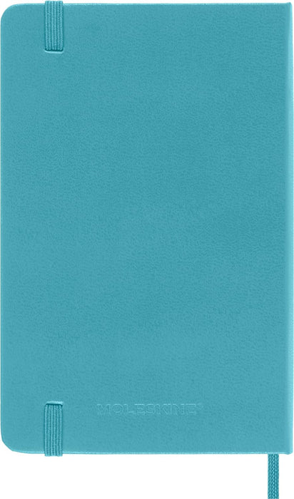 Moleskine Classic Plain Paper Notebook, Hard Cover and Elastic Closure Journal, Color Reef Blue, Size Pocket 9 x 14 cm, 192 Pages