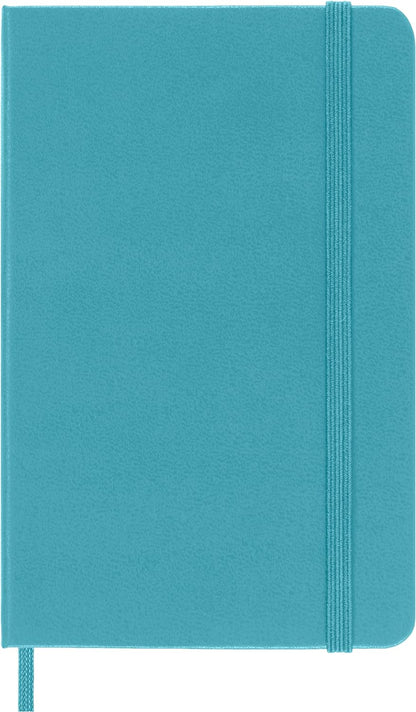 Moleskine Classic Plain Paper Notebook, Hard Cover and Elastic Closure Journal, Color Reef Blue, Size Pocket 9 x 14 cm, 192 Pages