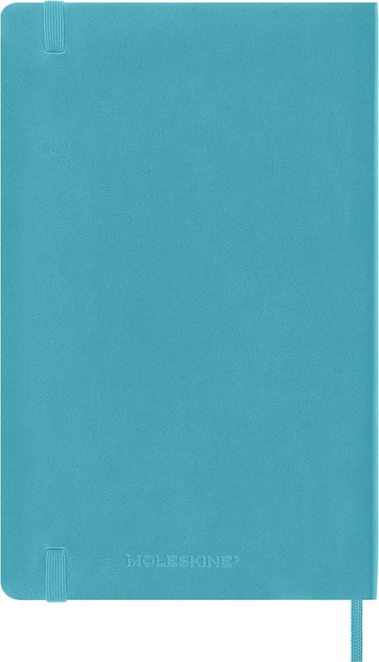 Moleskine Classic Plain Paper Notebook - Soft Cover and Elastic Closure Journal - Color Reef Blue - Large 13 x 21 A5 - 192 Pages