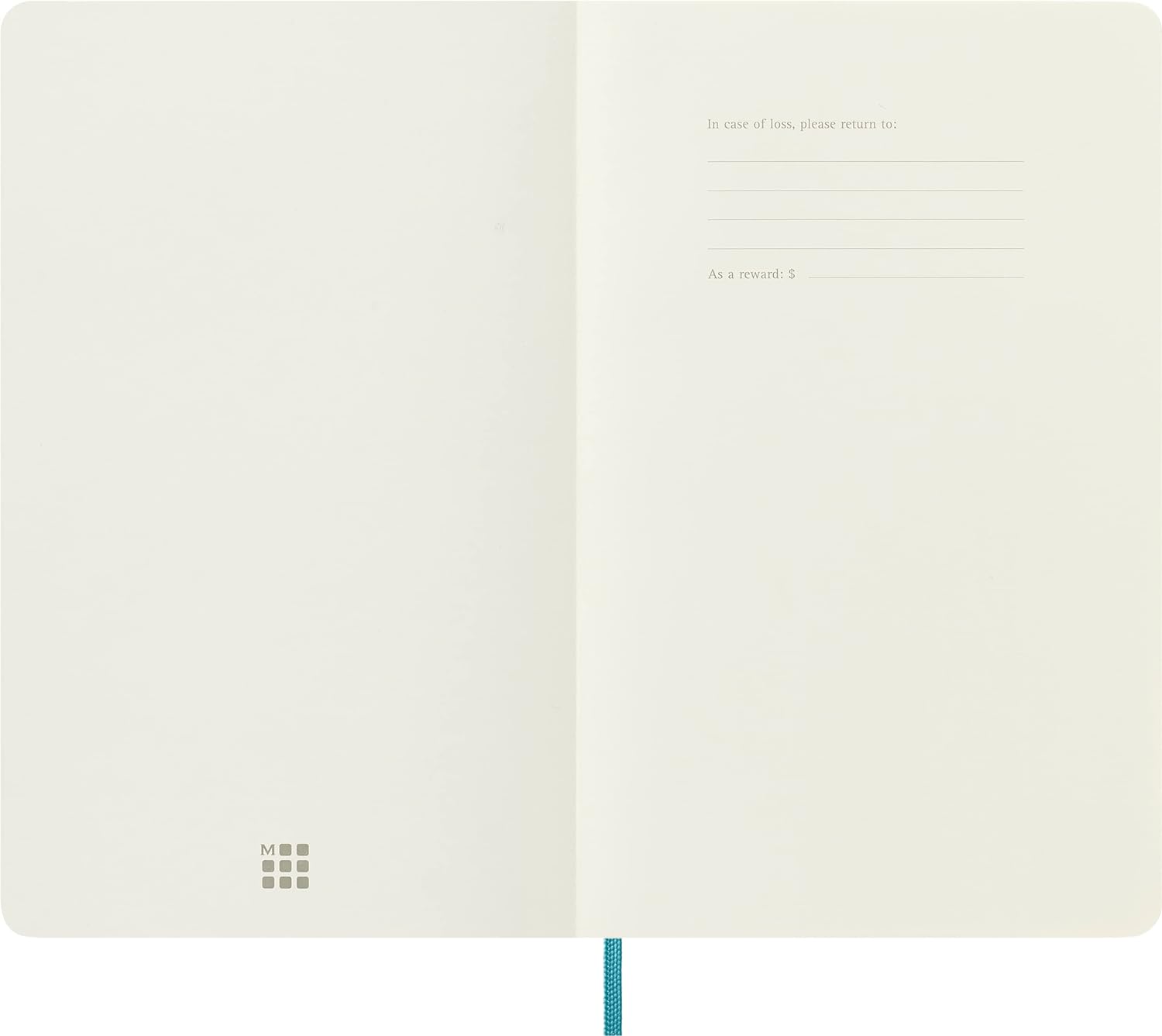 Moleskine Classic Plain Paper Notebook - Soft Cover and Elastic Closure Journal - Color Reef Blue - Large 13 x 21 A5 - 192 Pages