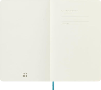 Moleskine Classic Plain Paper Notebook - Soft Cover and Elastic Closure Journal - Color Reef Blue - Large 13 x 21 A5 - 192 Pages