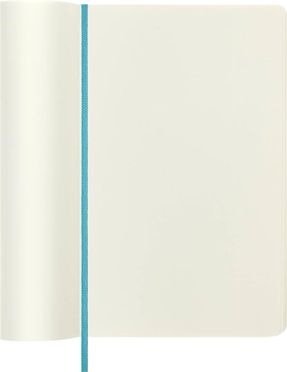 Moleskine Classic Plain Paper Notebook - Soft Cover and Elastic Closure Journal - Color Reef Blue - Large 13 x 21 A5 - 192 Pages