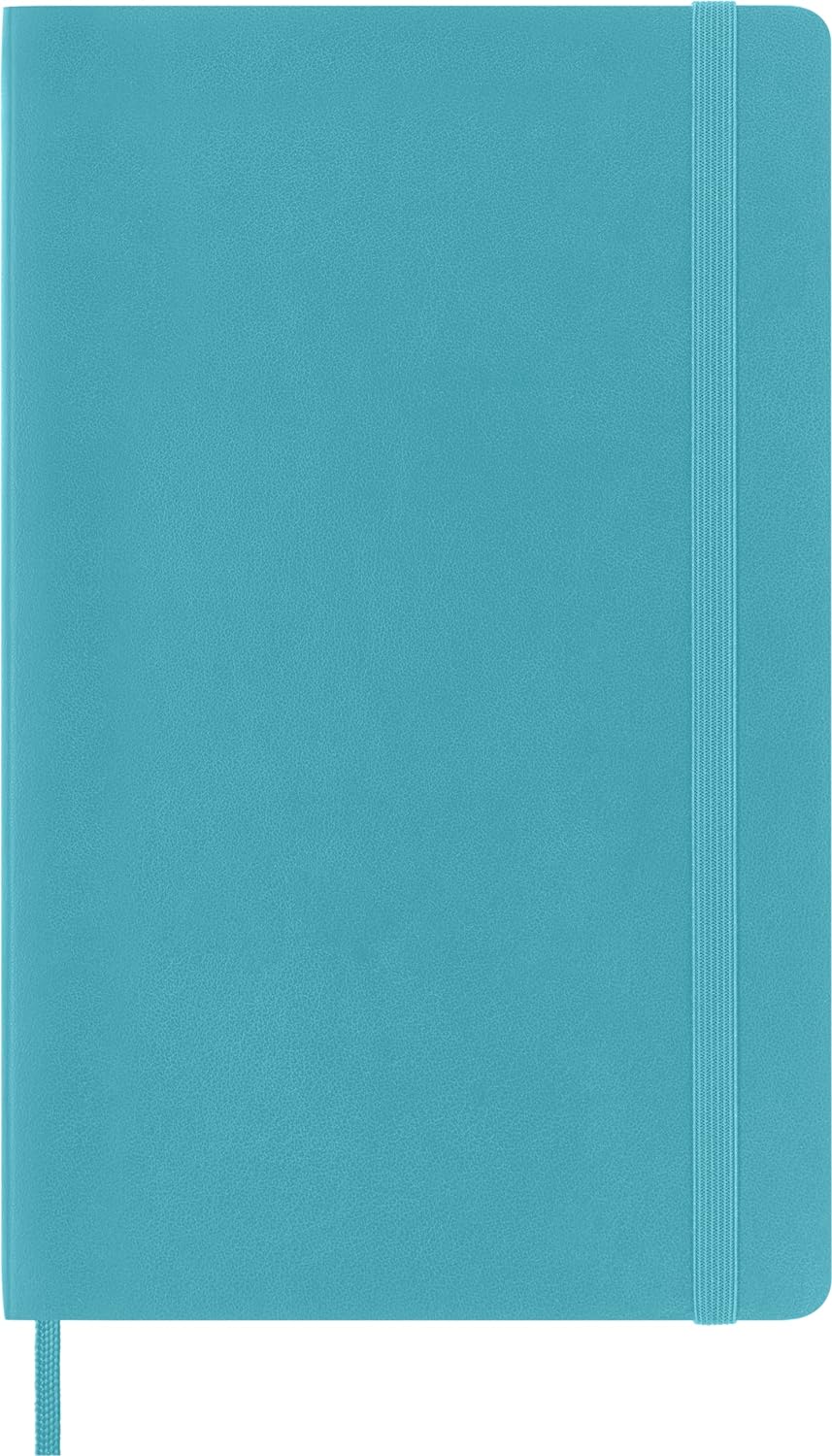 Moleskine Classic Plain Paper Notebook - Soft Cover and Elastic Closure Journal - Color Reef Blue - Large 13 x 21 A5 - 192 Pages