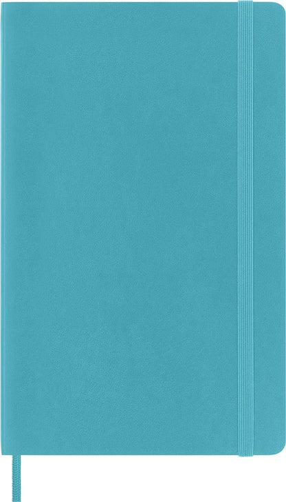 Moleskine Classic Plain Paper Notebook - Soft Cover and Elastic Closure Journal - Color Reef Blue - Large 13 x 21 A5 - 192 Pages