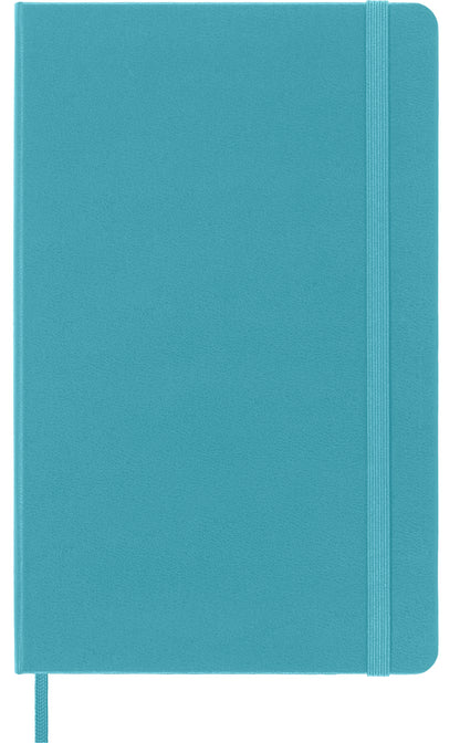 Moleskine Classic Ruled Paper Notebook, Hard Cover and Elastic Closure Journal, Color Reef Blue, Size Large 13 x 21 cm, 240 Pages