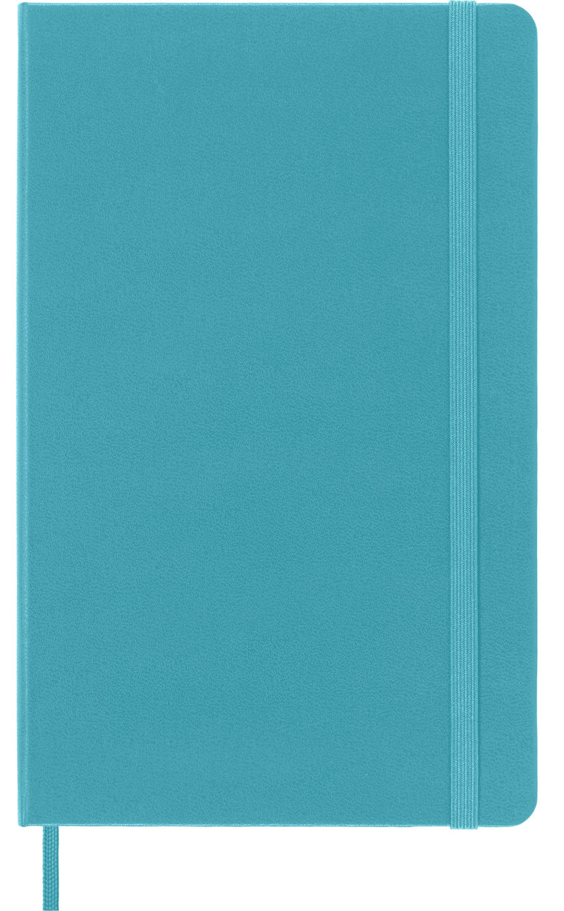 Moleskine Classic Ruled Paper Notebook, Hard Cover and Elastic Closure Journal, Color Reef Blue, Size Large 13 x 21 cm, 240 Pages