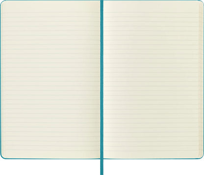 Moleskine Classic Ruled Paper Notebook, Hard Cover and Elastic Closure Journal, Color Reef Blue, Size Large 13 x 21 cm, 240 Pages