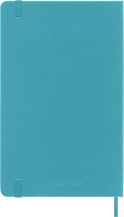 Moleskine Classic Ruled Paper Notebook, Hard Cover and Elastic Closure Journal, Color Reef Blue, Size Large 13 x 21 cm, 240 Pages