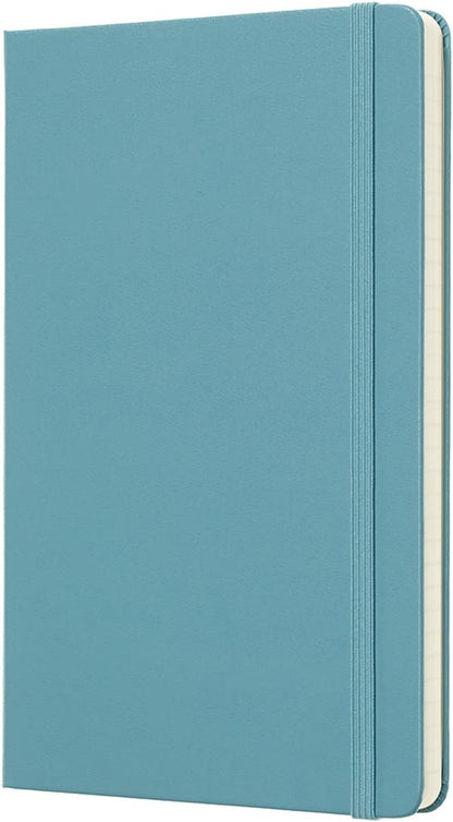 Moleskine Classic Ruled Paper Notebook, Hard Cover and Elastic Closure Journal, Color Reef Blue, Size Large 13 x 21 cm, 240 Pages