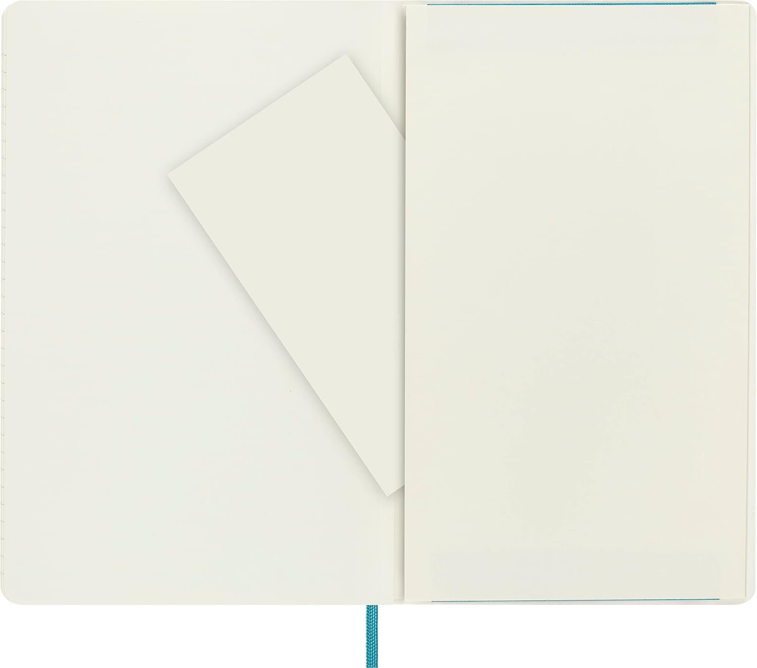 Moleskine Classic Ruled Paper Notebook - Soft Cover and Elastic Closure Journal - Color Reef Blue - Large 13 x 21 A5 - 192 Pages
