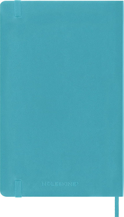 Moleskine Classic Ruled Paper Notebook - Soft Cover and Elastic Closure Journal - Color Reef Blue - Large 13 x 21 A5 - 192 Pages