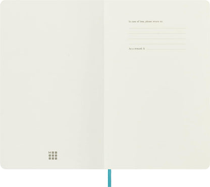 Moleskine Classic Ruled Paper Notebook - Soft Cover and Elastic Closure Journal - Color Reef Blue - Large 13 x 21 A5 - 192 Pages
