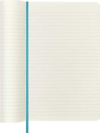 Moleskine Classic Ruled Paper Notebook - Soft Cover and Elastic Closure Journal - Color Reef Blue - Large 13 x 21 A5 - 192 Pages