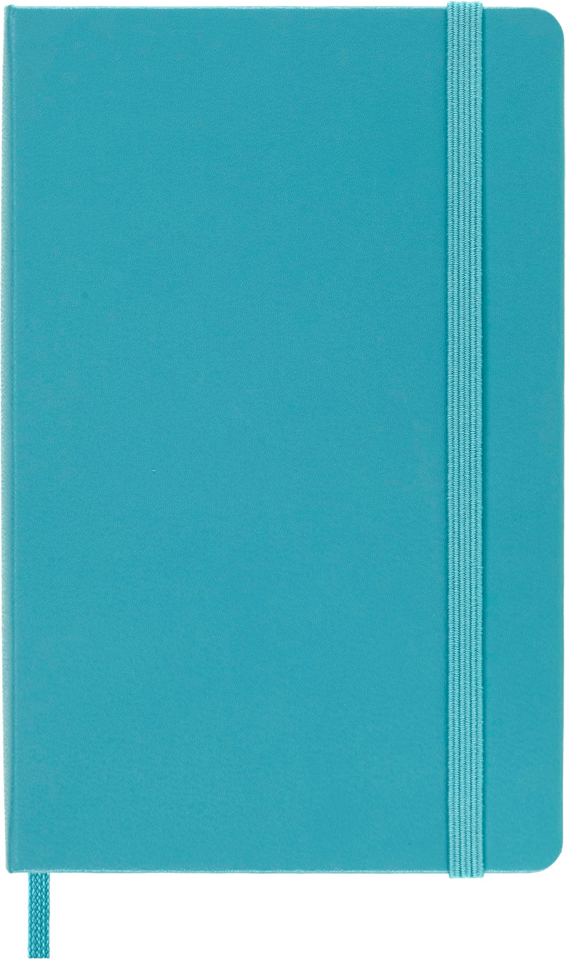 Moleskine Classic Ruled Paper Notebook, Hard Cover and Elastic Closure Journal, Color Reef Blue, Size Pocket 9 x 14 cm, 192 Pages
