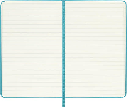 Moleskine Classic Ruled Paper Notebook, Hard Cover and Elastic Closure Journal, Color Reef Blue, Size Pocket 9 x 14 cm, 192 Pages