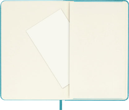 Moleskine Classic Ruled Paper Notebook, Hard Cover and Elastic Closure Journal, Color Reef Blue, Size Pocket 9 x 14 cm, 192 Pages