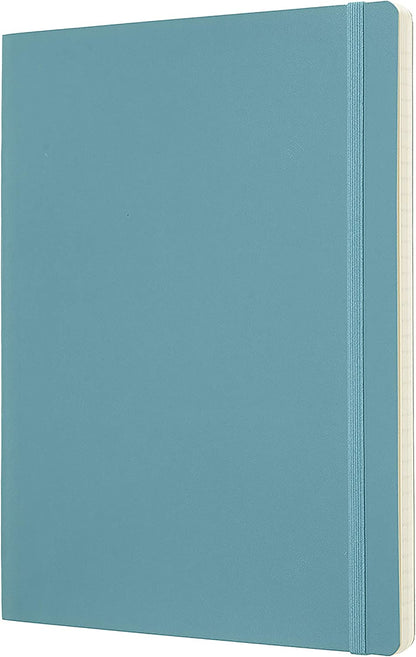 Moleskine Classic Ruled Paper Notebook - Soft Cover and Elastic Closure Journal - Color Reef Blue - X- Large 19 x 25 A4 - 192 Pages
