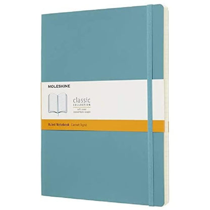 Moleskine Classic Ruled Paper Notebook - Soft Cover and Elastic Closure Journal - Color Reef Blue - X- Large 19 x 25 A4 - 192 Pages