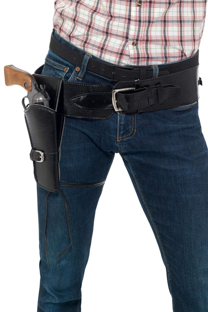 Smiffys Adult Faux Leather Single Holster with Belt, Black