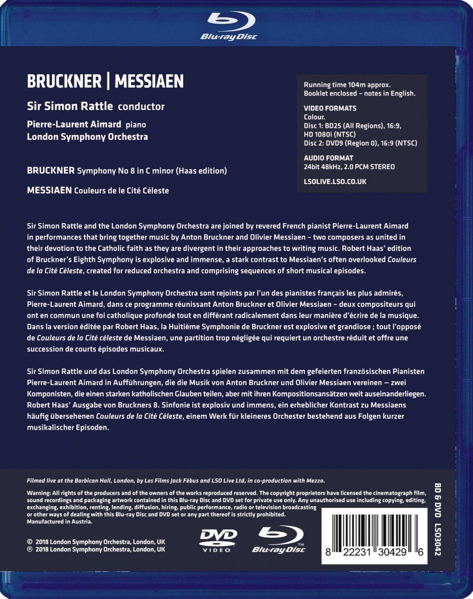 Bruckner/Messian: Sinfonie Nr. 8 / Couleurs de la Cité Céleste (DVD + Blu-Ray