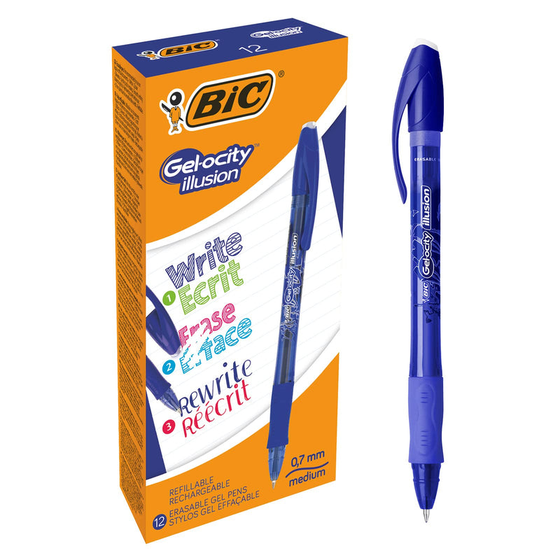 BIC 943440 0.3 mm "Gel Ocity" Illusion Gel Pen - Blue (Pack of 12