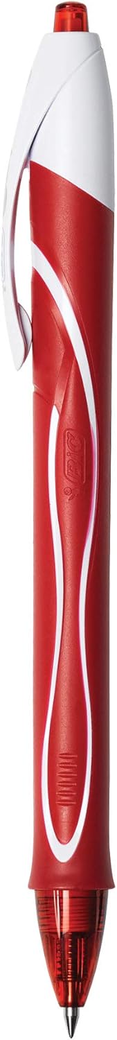 BIC Intensity Quick Dry, Penne Gel Rosse, Punta Media 0,7mm, Inchiostro Scorrevole e Asciugatura Ultra-Rapida, 12 Unità, Penne Bic Rosse, Cancelleria Scuola e Ufficio