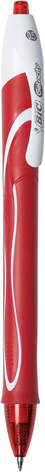 BIC Intensity Quick Dry, Penne Gel Rosse, Punta Media 0,7mm, Inchiostro Scorrevole e Asciugatura Ultra-Rapida, 12 Unità, Penne Bic Rosse, Cancelleria Scuola e Ufficio