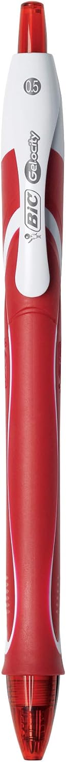 BIC Intensity Quick Dry, Penne Gel Rosse, Punta Media 0,7mm, Inchiostro Scorrevole e Asciugatura Ultra-Rapida, 12 Unità, Penne Bic Rosse, Cancelleria Scuola e Ufficio