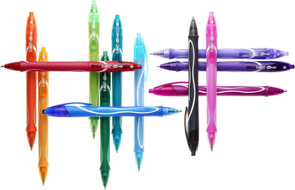 BIC Gel-ocity Quick Dry, Ultra Fast Drying Refillable Gel Ink Pens with Full Grip Barrel, in Blue, Pack of 12