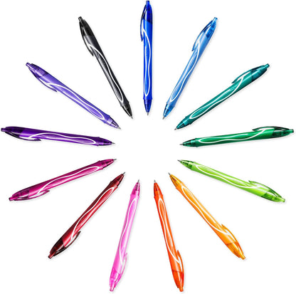 BIC Gel-ocity Quick Dry, Ultra Fast Drying Refillable Gel Ink Pens with Full Grip Barrel, in Blue, Pack of 12