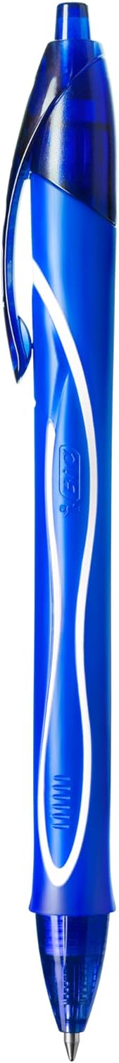 BIC Gel-ocity Quick Dry, Ultra Fast Drying Refillable Gel Ink Pens with Full Grip Barrel, in Blue, Pack of 12