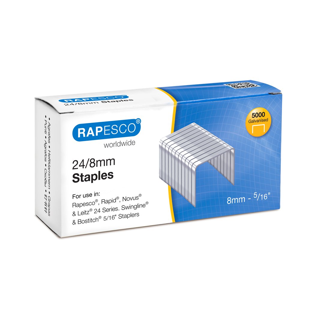 Rapesco S24807Z3 24/8 mm Galvanised Staples, Box of 5000