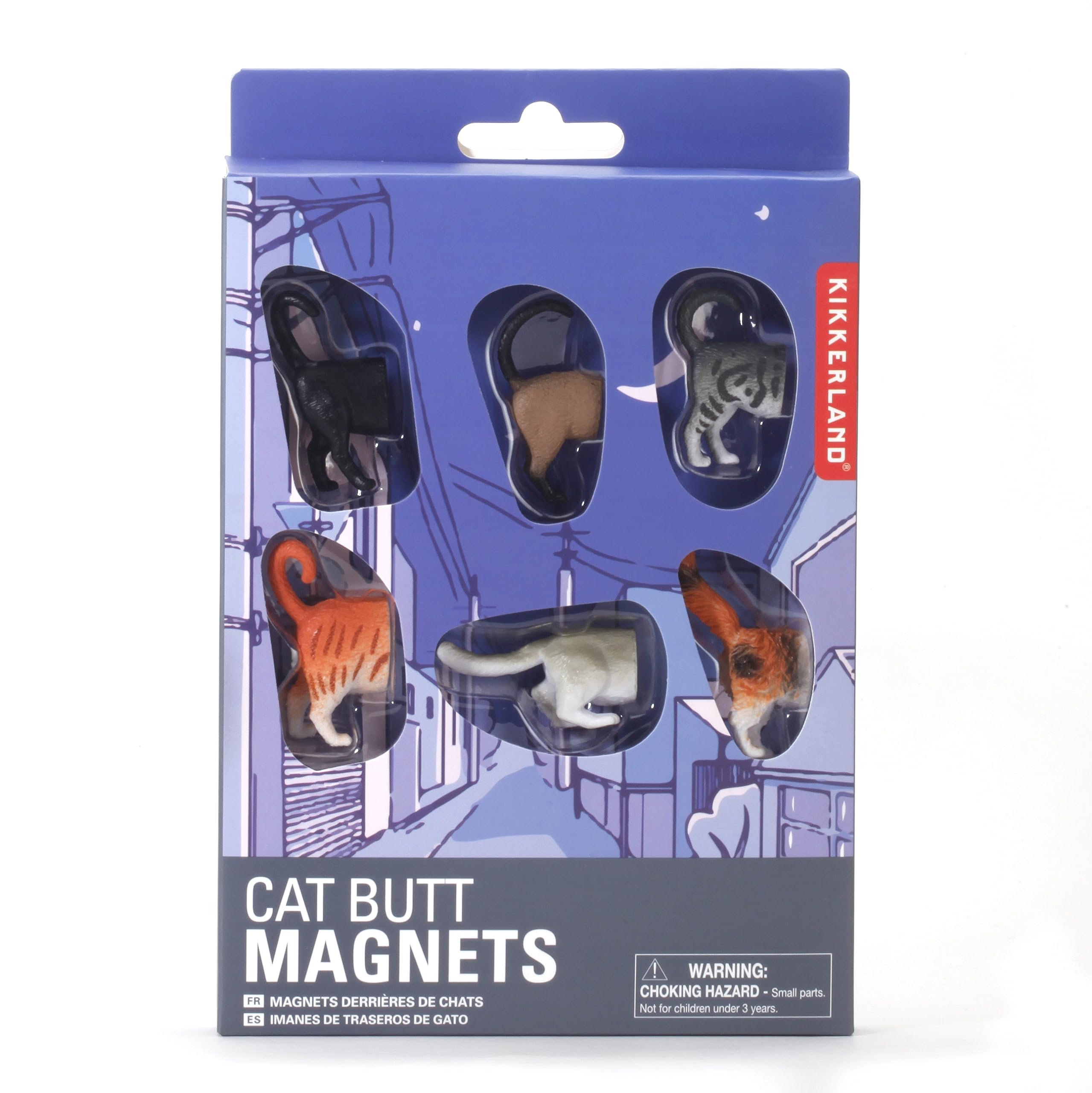 Kikkerland Cat Butt Magnets, Set of 6 (MG53