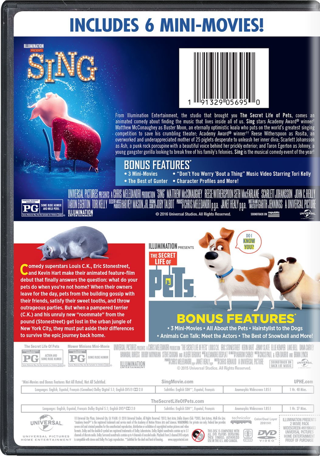 Illumination Presents: 2-Movie Pack (Sing / The Secret Life of Pets)
