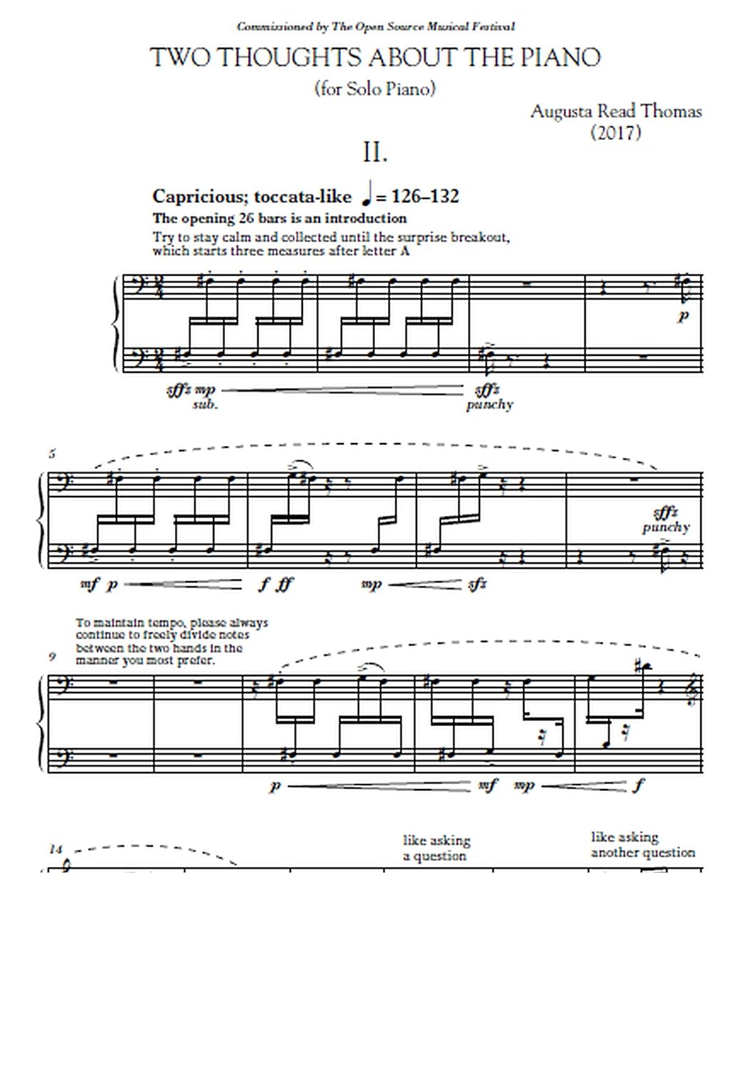 Augusta Read Thomas: Two Thoughts About The Piano (Nimbus Music Publishing NMP1025
