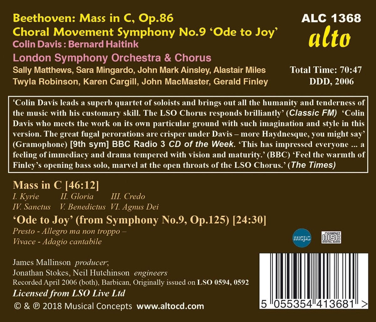 Beethoven Mass in C and Ode to Joy