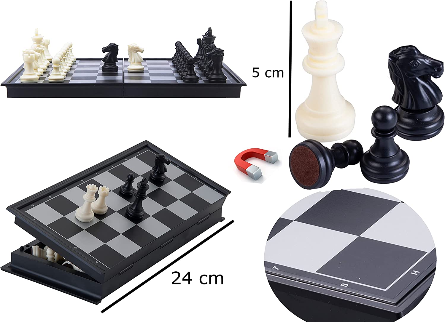 Engelhart - 200711-200712- Travel Magnetic Chess Game 16 cm / 24 cm (24 cm x 24 cm