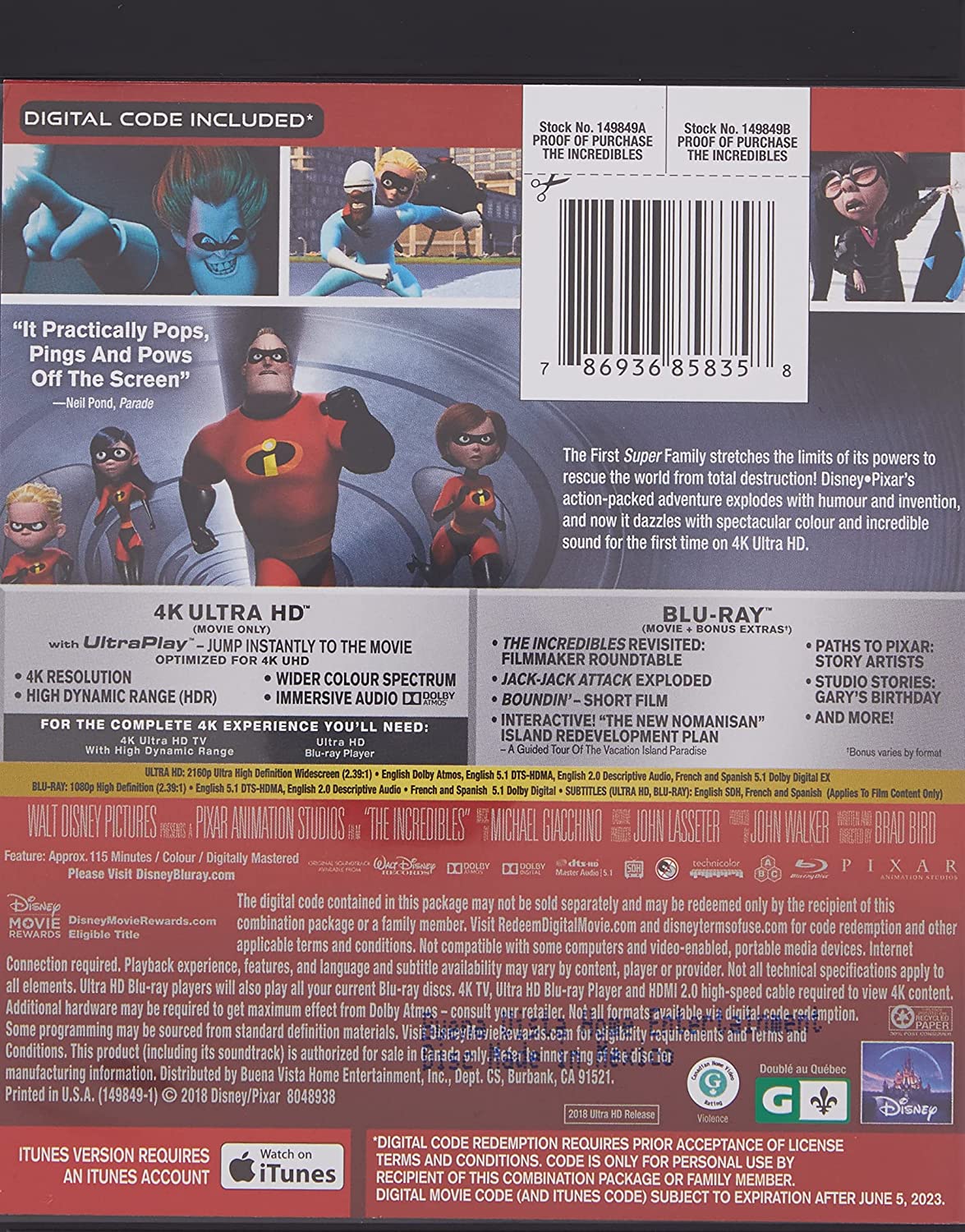 The INCREDIBLES 4K Ultra Digital Code 4K UHD